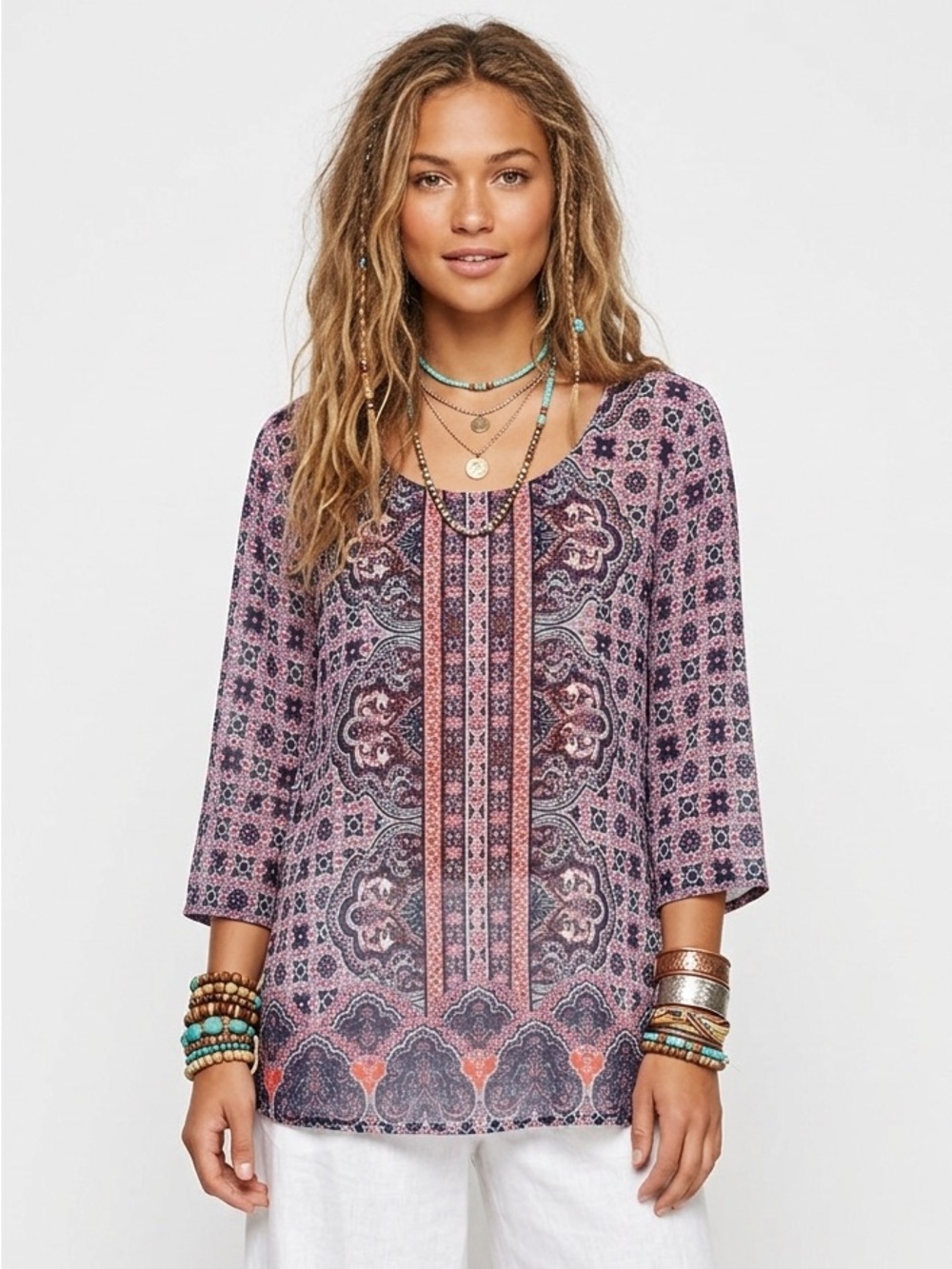 C Est. 1946 Women's Multicolor Patterned Tunic Top
